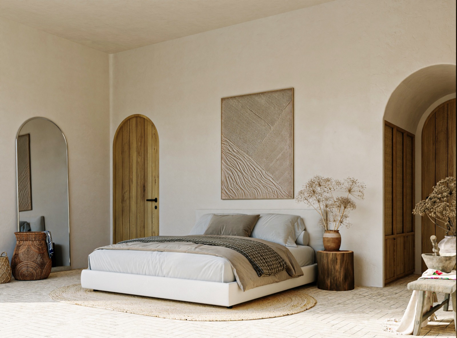 Master bedroom in neutral earth tones